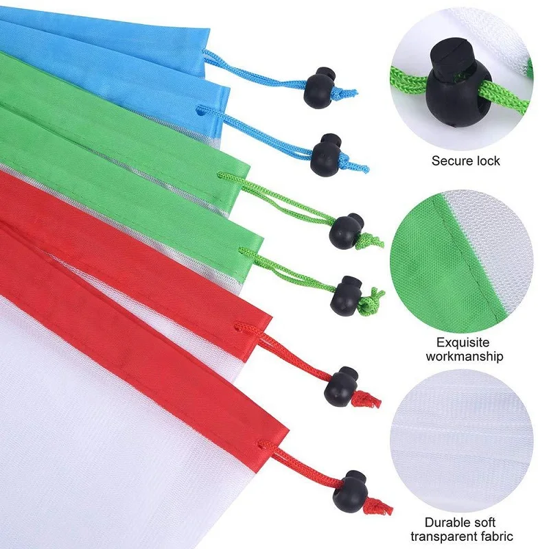 Reusable Eco-Friendly Mesh Produce Bags | Washable Storage for Groceries, Toys, & More