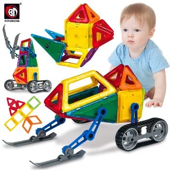 

47-51PCS DIY Engineering Sled Magnetic Blocks Designer Construction Building Toy Magnets Magnetic Blocks Toys For Children