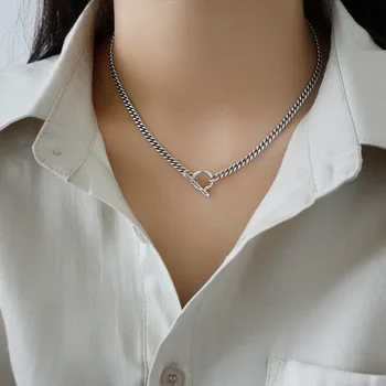 

2020New Arrivals s925 sterling silver necklace frosty retro geometric chain fashion glamour woman personality trend jewelry
