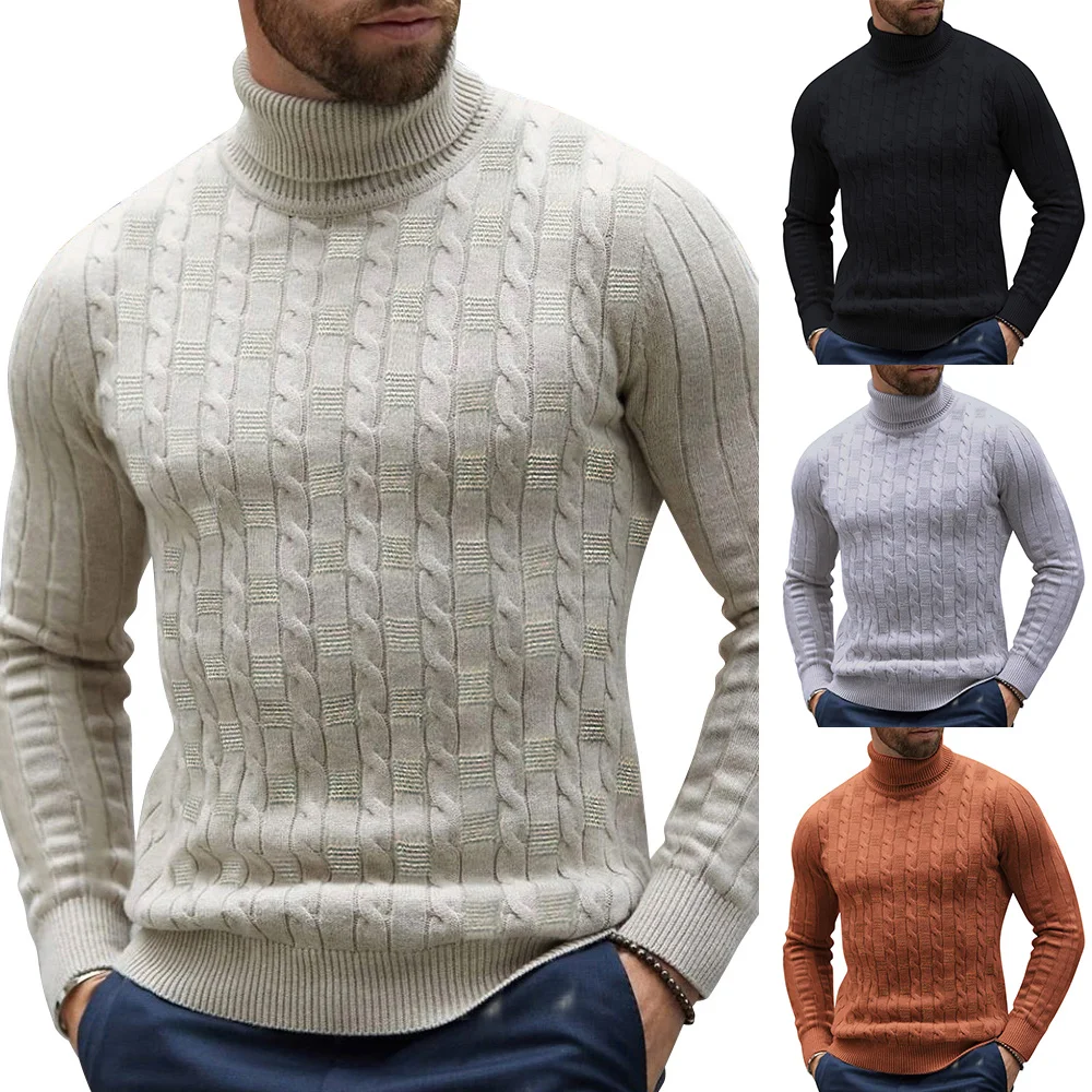 

Autumn Winter Men Pollover Sweaters Solid Turtleneck Silm Knitted Male Tops Sweater Shirt Blouse Casual Men Jumper Knitwear