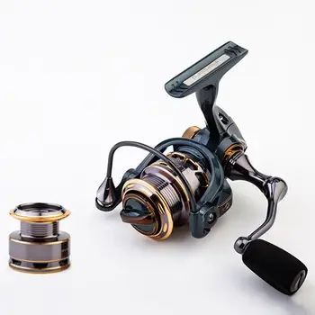 

HiMISS 1000 Spinning Fishing Reel 9+1BB Gear Ratio 5.2:1 Double Metal Spool Lure Reel fishing liner Double Metal
