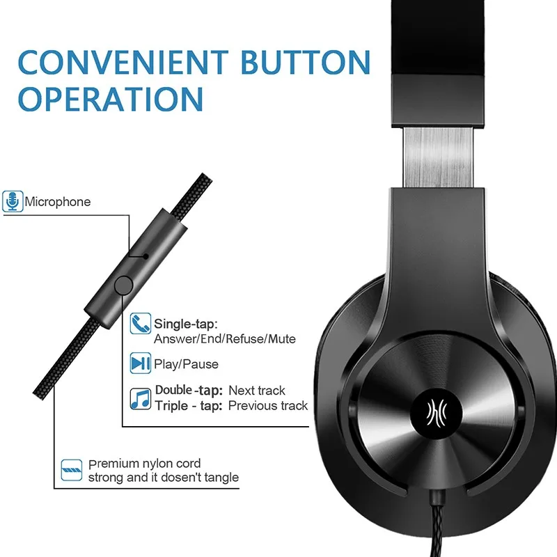 Simple And Fashion 3 5mm Plug Wire Earbuds Head Mounted Sport Headset Stereo Over Ear Headphone Earphone with Mic