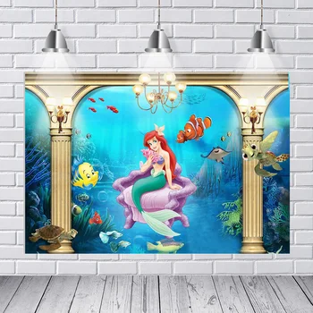 

Background Photography Under Sea Mermaid Ariel Princess Columns Pillars Custom Photo Studio Background Backdrops Vinyl