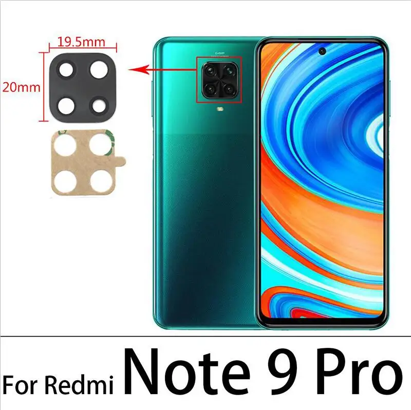 2Pcs Rear Back Camera Glass Lens For Xiaomi Redmi Note 8 Pro 7 9 9S 10 Pro 10s 8T 9A 9C / Mi Note 10 10T Pro Lite With Adhesive 