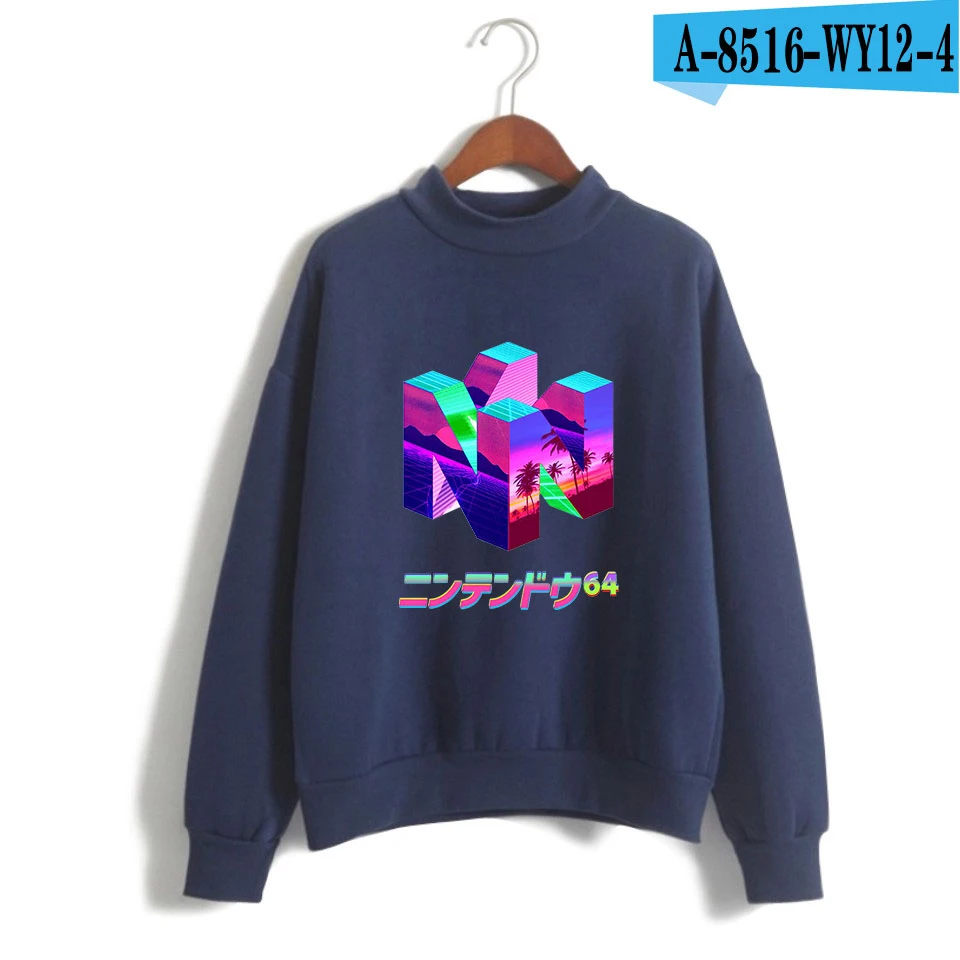 Vaporwave эстетическое японское аниме свободный Женский свитшот Харадзюку Винтаж Япония эстетика с капюшоном Дамы пуловер Sudadera Mujer - Цвет: navy