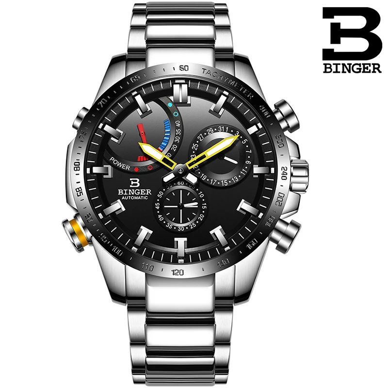 

Switzerland Luxury Business BINGER Casual Fashion Brand 2019 All steel Men Sapphire waterproof 5ATM Automatic mechanical watches