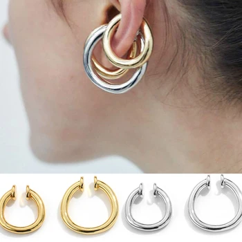 

2020 New Design U-shaped Vintage Bohemia Gold Silver Minimalist Ear Bone Clip for Female Without Pierced Hoop Earrings Clip On