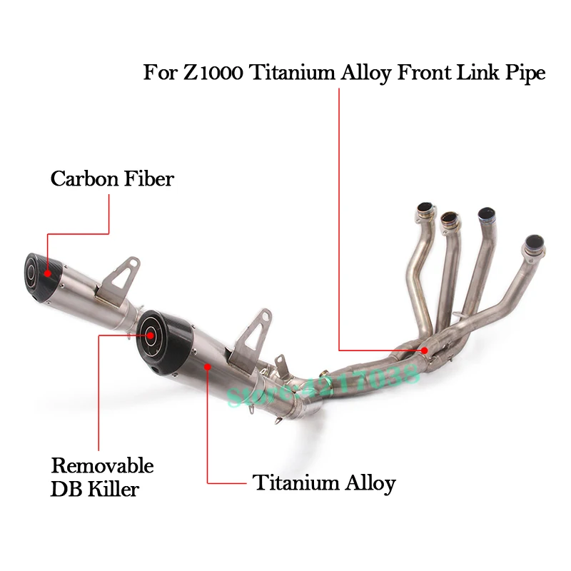 Full System Motorcycle Exhaust Modified Muffler Titanium Alloy Front Middle Link Pipe For Kawasaki Z1000 ABS Z1000SX 2010 - 2019 - Image 5