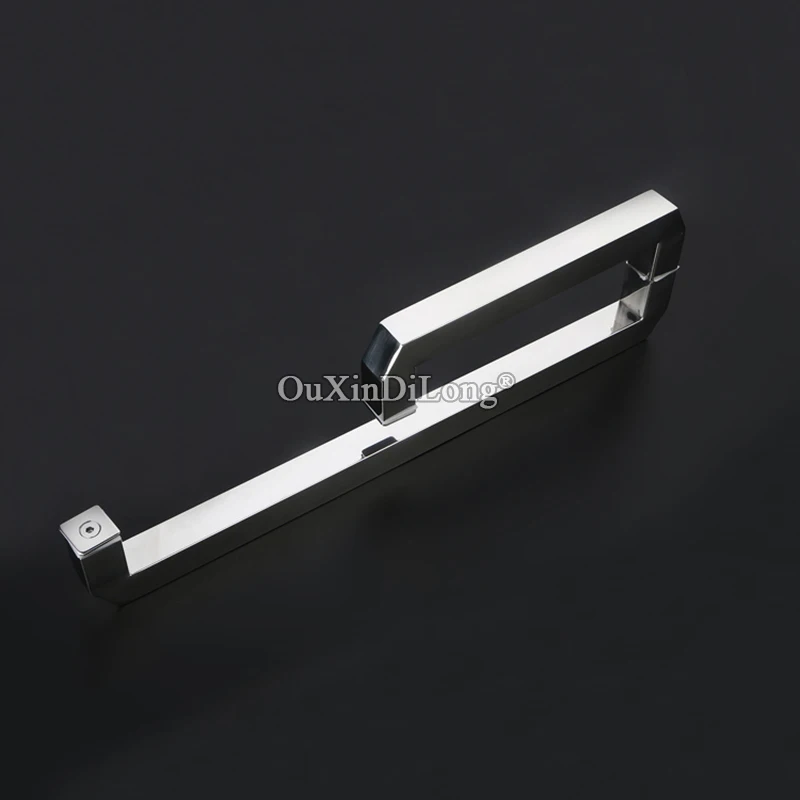 25*25mm Stainless Steel Shower Glass Sliding Door Handles L Shape Glass Door Pull / Push Handles,GLASS MOUNT Chrome Finished