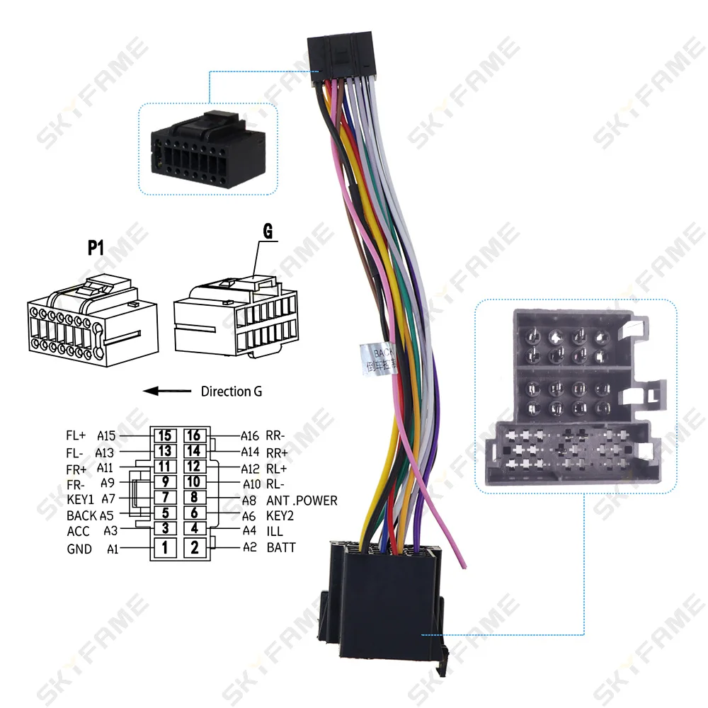 16pin Car Stereo Harness Adapter Power Cable For Hyundai Accent Verna I20 Santafi Kia Soul Cerato Forte Sorento Sportage