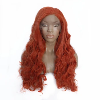

Long Loose Wave Lace Front Wig Side Part Reddish-Brown Fiber Hair Heat Resistant Synthetic Wigs For Black Women