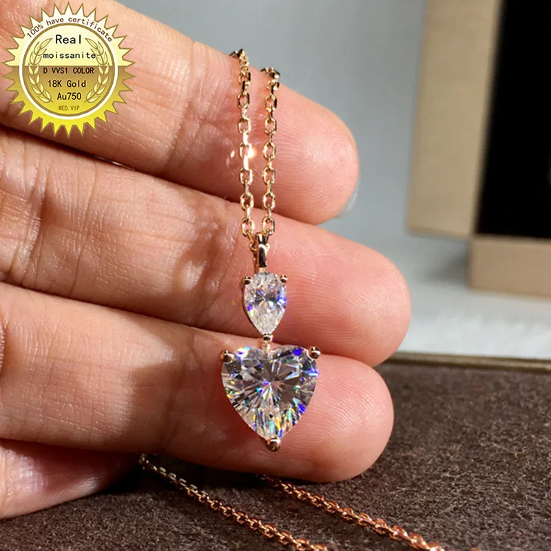 

Твердые Au750 18K золото Цепочки и ожерелья Муассанит 1.2ct алмаз DVVS цвет с национальными сертификат 009