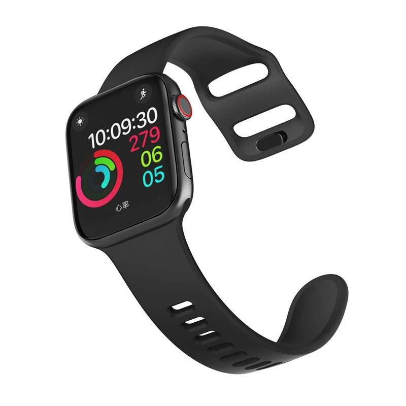 Ремешок для Apple Watch 38/42 мм iWatch 4 5 44 мм 40 мм спортивный силиконовый ремень браслет Correa для Apple Watch 5 4 3 2 аксессуары - Цвет ремешка: Black