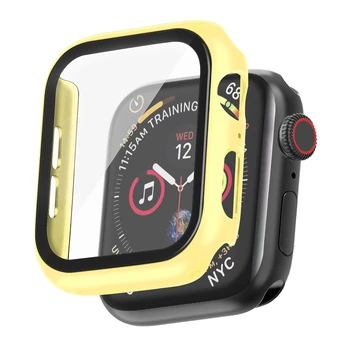 

40mm/44mm Protective Film Hard Case Full Cover Bumper with Frame Screen Tempered Film for iWatch 4/5 Smartwatch Accessories