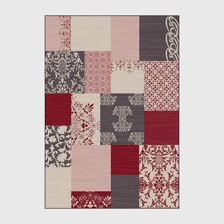 Carpet1 Ковры в европейском и американском стиле, геометрические ковровые покрытия красного и серого цветов в стиле пэчворк, прикроватные Нескользящие Коврики для гостиной и спальни - Цвет: Carpet1