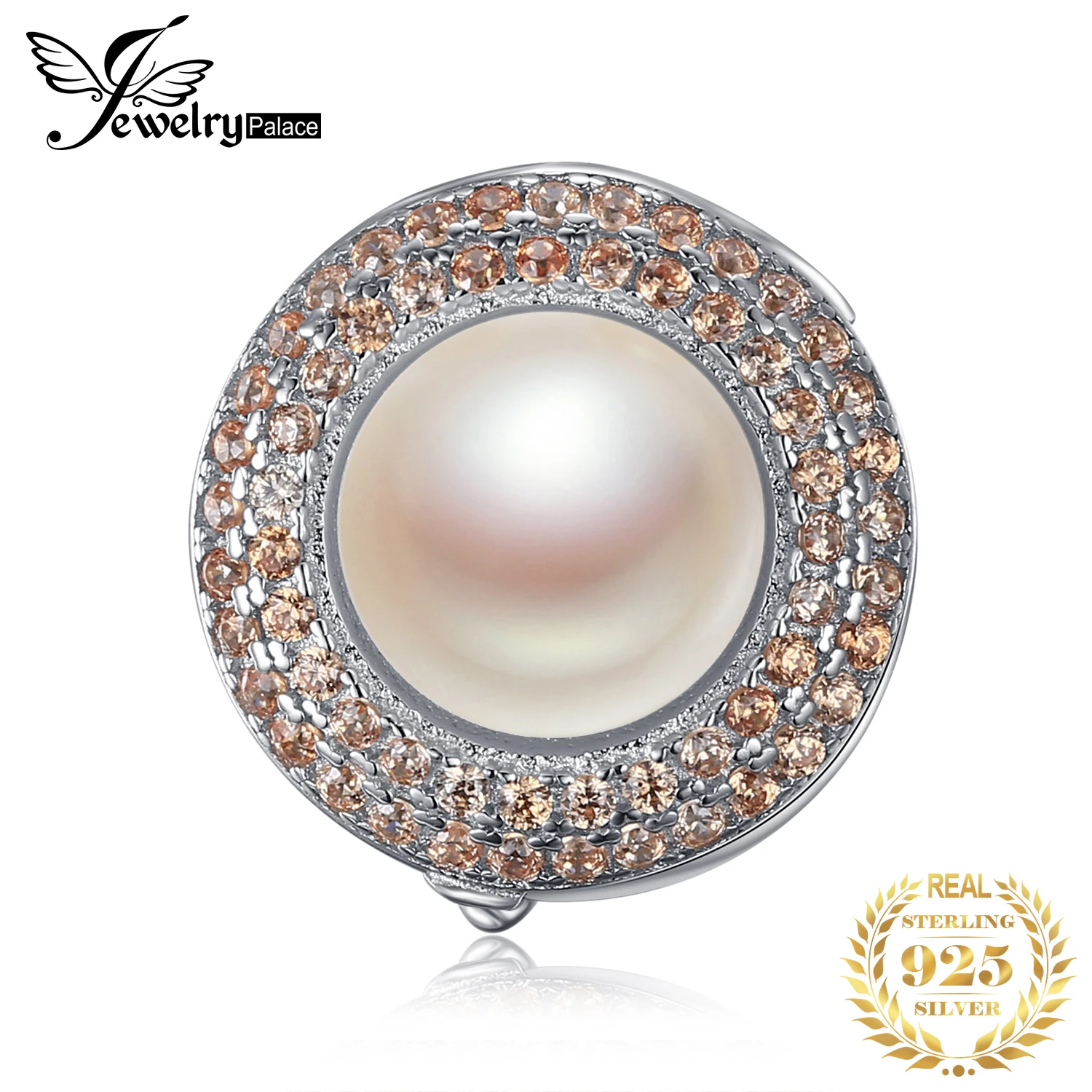 

JewelryPalace Hollow Flower Round Cut Halo Pearl Taupe Cubic Zirconia Locket Pendant 925 Sterling Silver Not Include A Chain