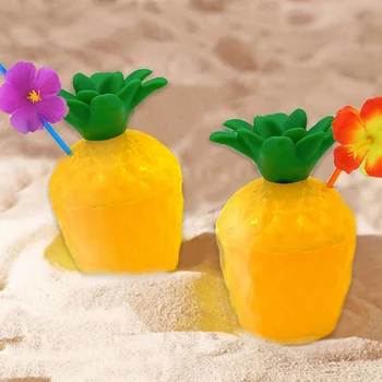 

6Pcs Plastic Pineapple Drink Cup Tropical Cup Beach Hawaii Party Decoration