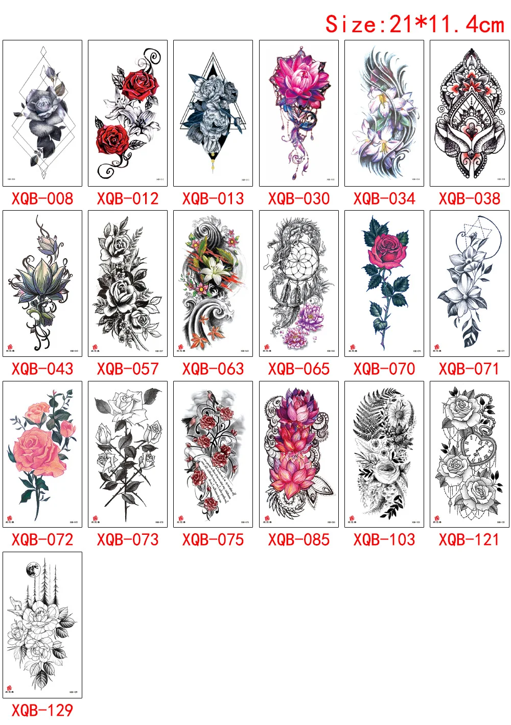 Temporary Tattoo Fake Decal Rose Lotus Flower Heart Dreamcatcher Design Fashion Waterproof Body Tattoo Sticker for Woman Girl 3D (5)