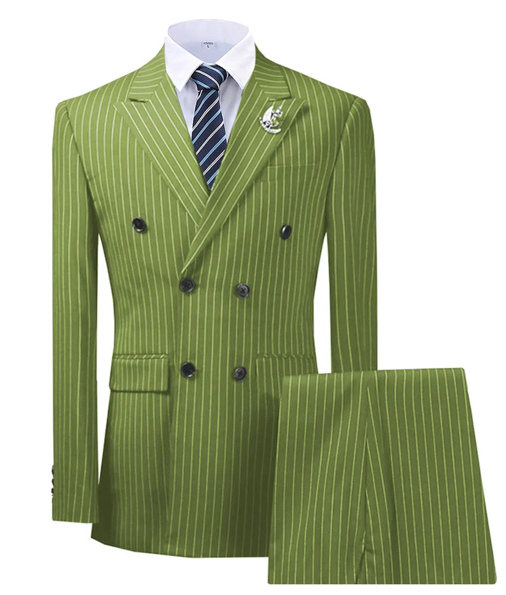 Оливковый зеленый мужской костюм из 2 предметов в тонкую полоску, смокинги с отворотами, приталенный смокинг Groomman для свадьбы, бордовый, черный(Блейзер+ брюки