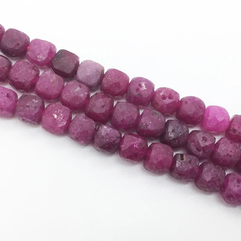 Natural Stone 4mm Colorful Ruby Sapphire Handmade Faceted Cube Loose Beads For DIY Jewelry Making Bracelet Necklace