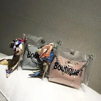 

Women Transparent Jelly Bag Composite Bag Fashion Beach Clear Handbag Purse Clutch PVC PU Tote