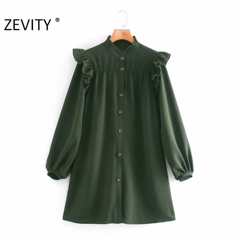 Женское кружевное платье Zevity однотонное офисное однобортное с