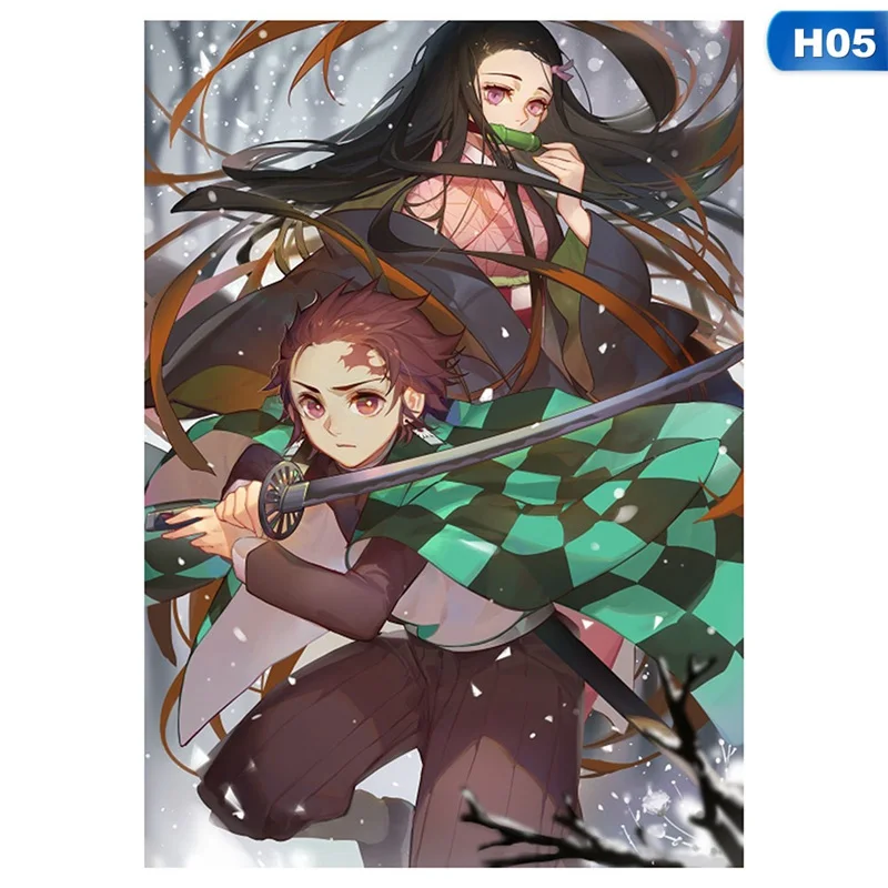 Demon Slayer: Kimetsu No Yaiba Tanjirou Nezuko Аниме Манга настенный плакат для гостиной украшение дома - Цвет: 5