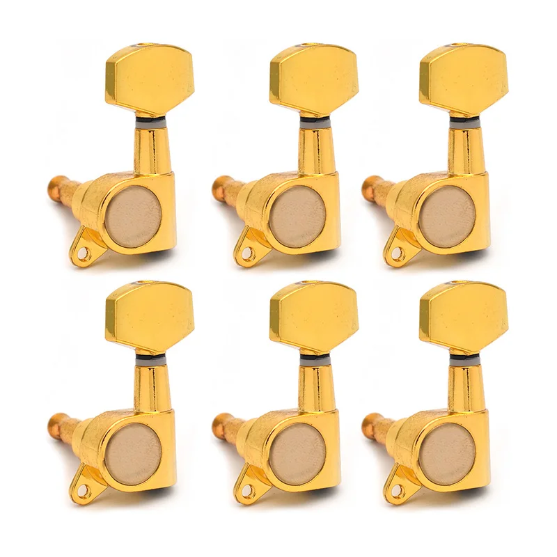 Gold-6L 6 Small Square Buttons Seal Gear Chord Tuning Pin Tuner Head Guitar With Chrome / Black / Gold - Цвет: Gold-6L