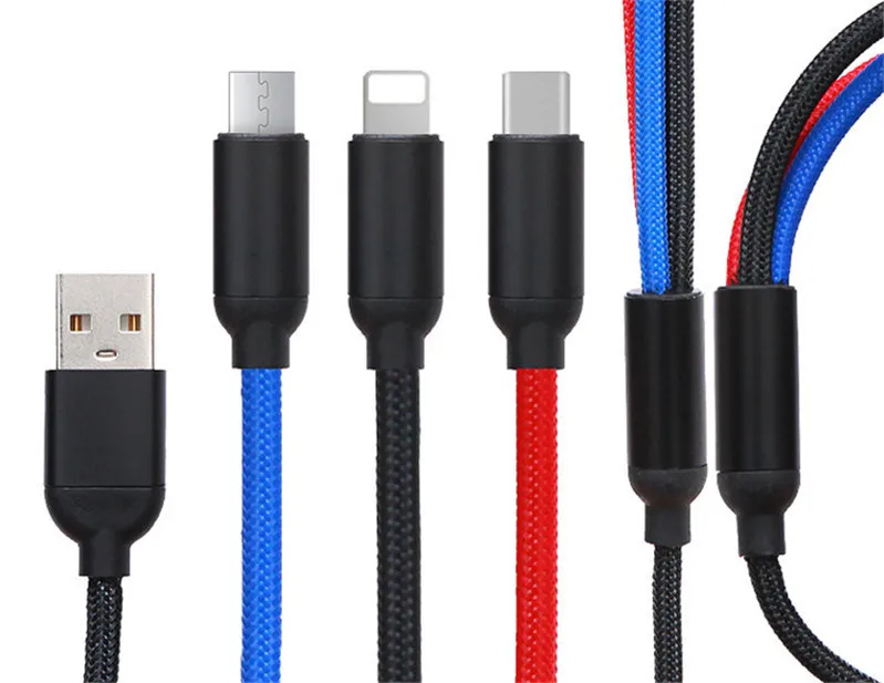 

3 In 1 USB Cable Charging For Oukitel Blackview doogee power bank lenovo z5 K5 lg g6 G5 V30 smartphone Charger Multi cord cavo