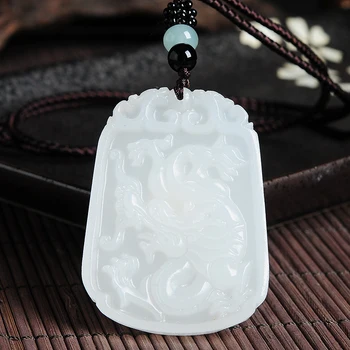 

Authentic natural Afghan jade dragon brand pendant finely carved men's and women's neck ornament jade zodiac dragon pendant spec