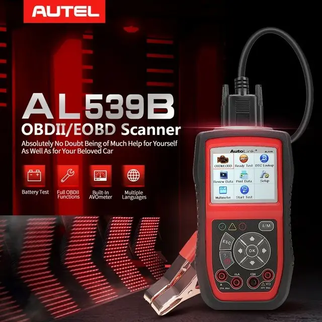 Autel AL539B OBD2 Scanner Code Reader Battery Tester Avometer for 12 Volts Diagnostic Tool Electrical Tester built-in speaker 1