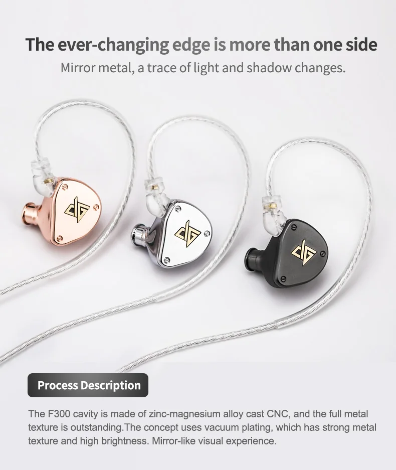AUGLAMOUR F300 Light Metal HiFi Headphones in-ear High-sound Quality Hanging Ear Universal Earplugs 2