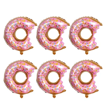 

6Pcs Balloons Donuts Shape Aluminum Foil Durable Photo Props Party Supplies Ornaments for Home Garden