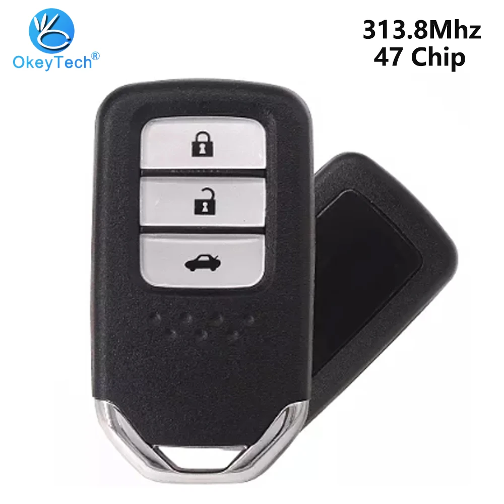 

OkeyTech for Honda Remote Key 3 Button Insert Blade 433Mhz ID47 Chip HON66 Blade for Honda Fit Remote Key Keyless Entry Smart