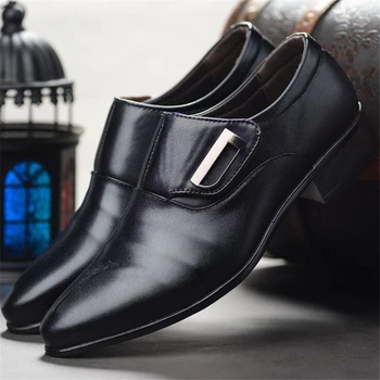 

Business Single Buckle Mens Formal Shoes Men Office Party Wedding Slip On Dress Black Brown Shoes