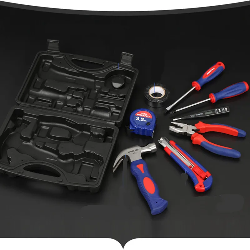 9PCS Tool Household Set Hardware Toolbox Multifunctional Electrician Woodworking Manual Maintenance Combination