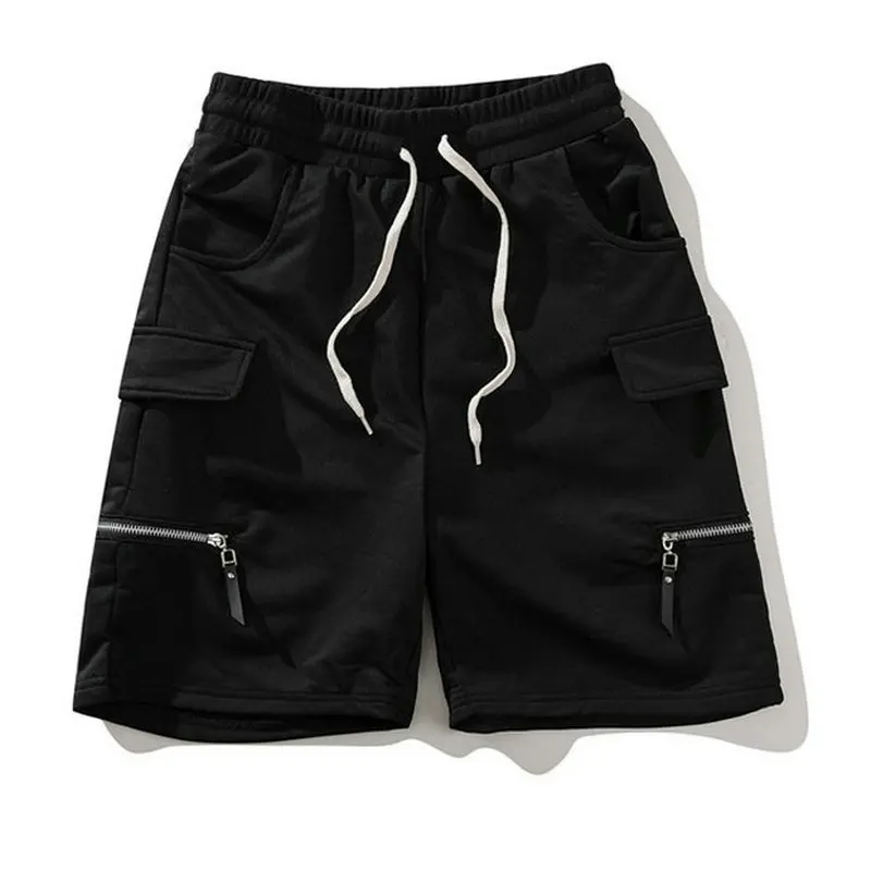 Новинка, летние мужские шорты, красивые модные шорты, мужские шорты, для бега, одноцветные, на молнии, до колен, уличная одежда, хип-хоп, Бермуды, шорты