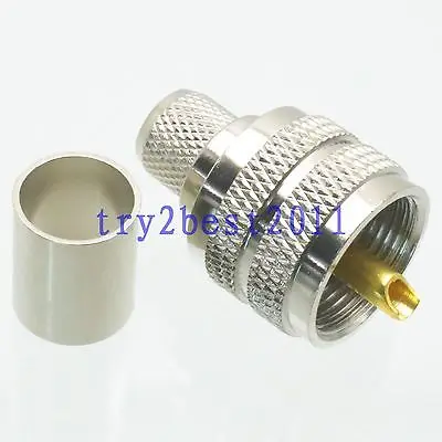 

DHL/EMS 50 Sets 1pce Connector UHF PL259 plug pin crimp RG8 RG213 LMR400 RG214 COAXIAL straight -C1