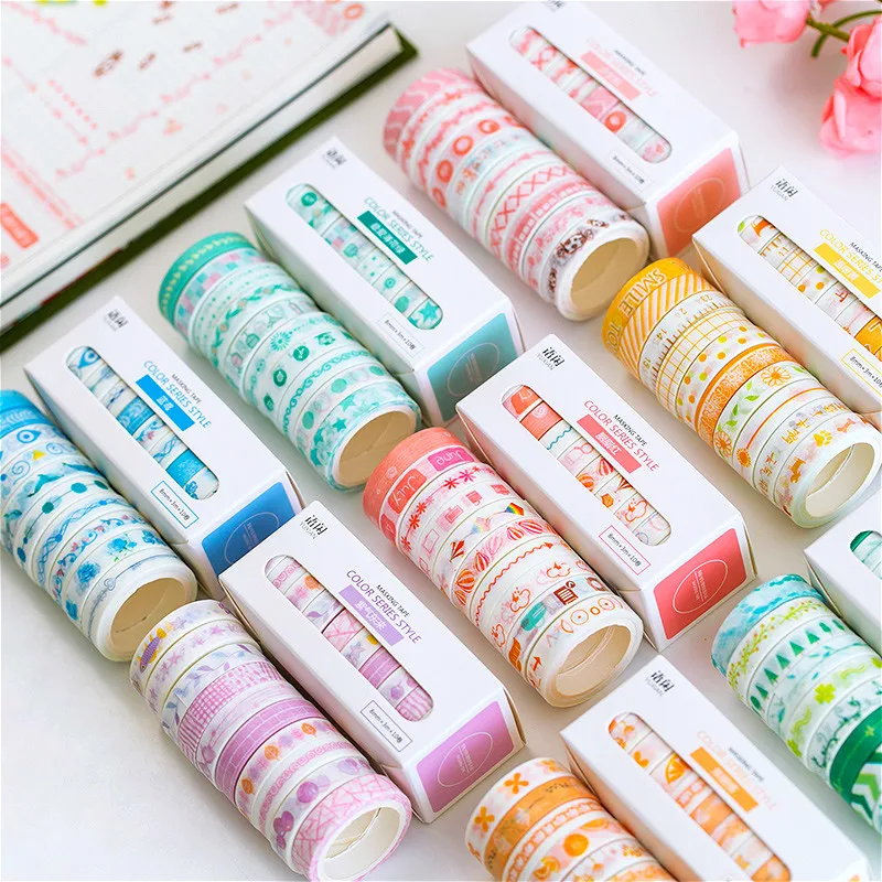 Милая декоративная клейкая лента Washi однотонная Маскировочная для наклеек