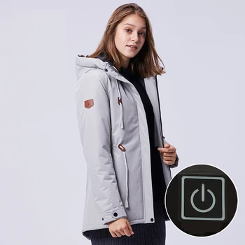 

2019 Women's Winter USB heating Hiking Jacket Outdoor Camping Fish Ski Windproof Thermal Waterproof Girl Windbreaker Coats M-3XL