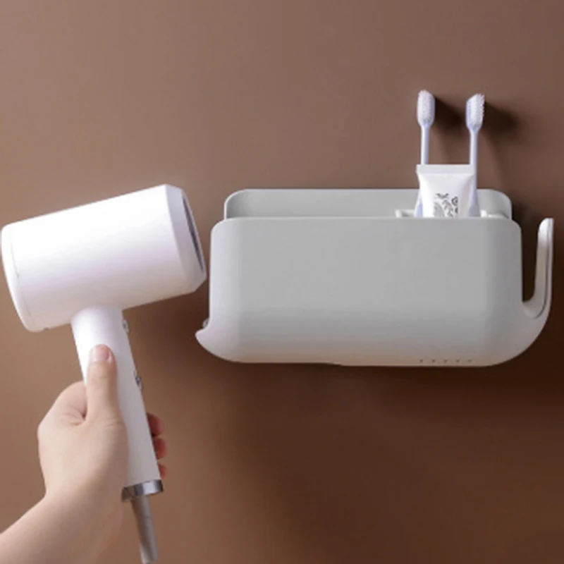 Bathroom Household Storage Racks Hair Dryer Hanger Creative Punch-free Hair Dryer Hanger Wall-mounted Hair Dryer Hanger Racks
