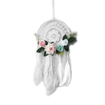 

Wind Chimes Handmade Indian Dream Catcher with Flower Feather LED Light Wall Car Bedroom Decor Hanging Ornaments