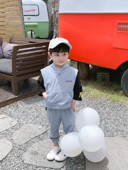 

Boys Sport Sweatshirts Suit Children Korean Hooded Spring Boy Baby Western Style Spring and Autumn New Tide Two-Piece Set