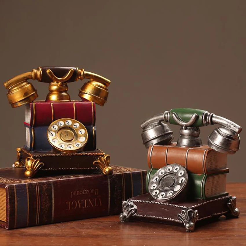 Artificial Telephone Ornament Vintage Telephone Model Resin Fake Book Phone Decoration Creative Home Retro Ornament Decorative Phone for Bar Office Desk
