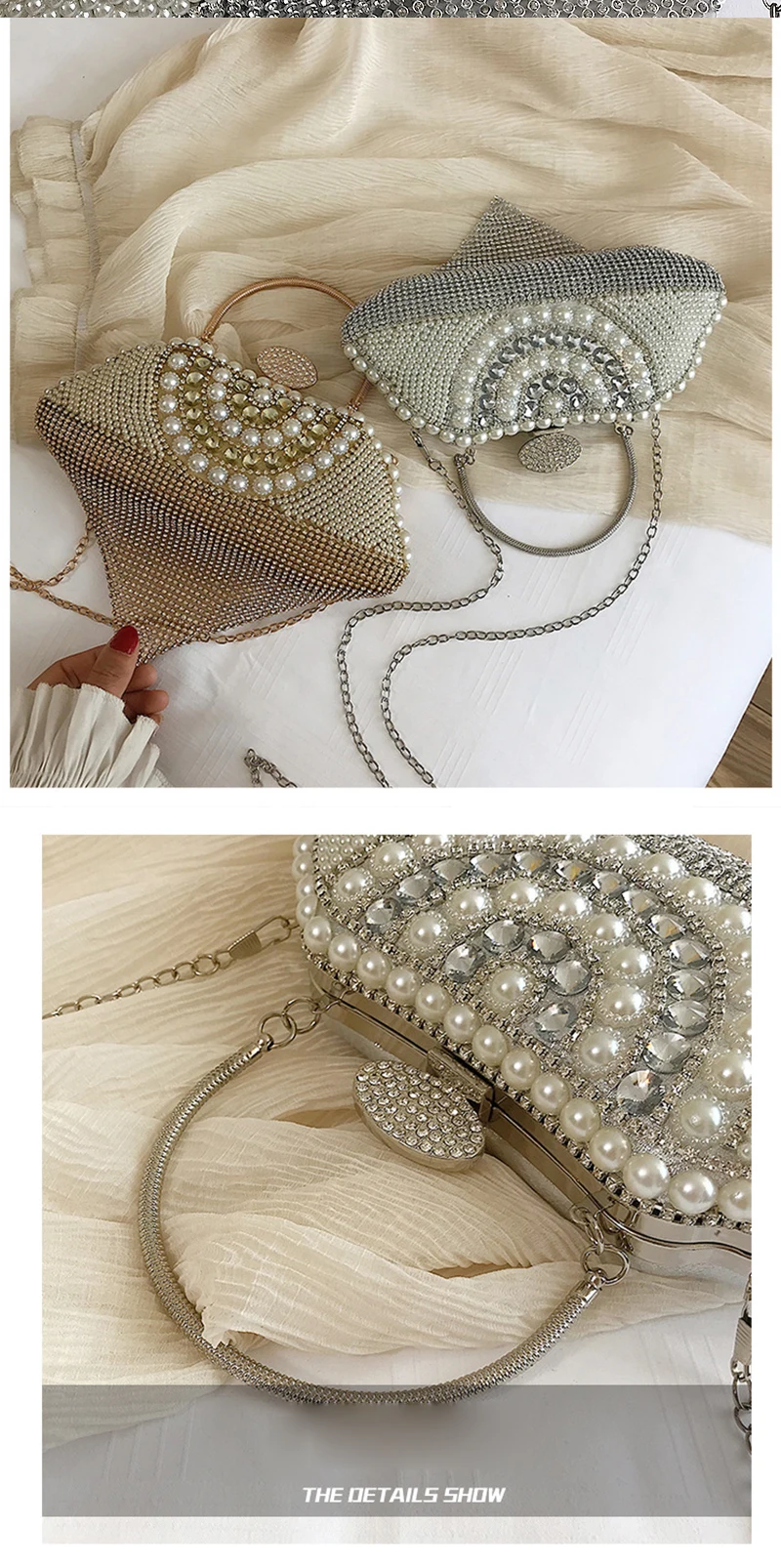 Newest tassel crystal women bag luxury imitation pearl evening bags wedding beaded day clutches small purse bag