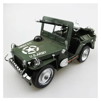 

Miniature Model World War II American Willis Car Ornament Retro Metallic Military Car Figurines Crafts Home Decoration Kids Toys