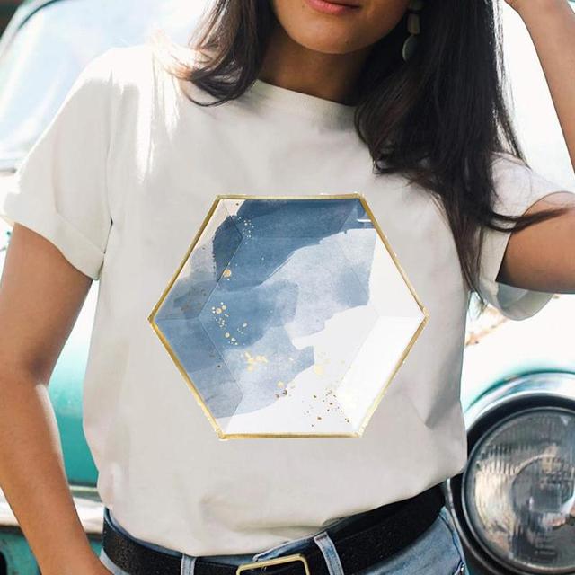 Cartoon Casual Printing T-shirts Regular Ladies T Top Shirt Print Female Graphic Fashion Tee O-neck Short Sleeve T-Shirt