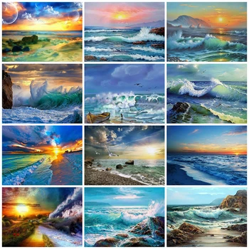 

EverShine 5D Diamond Painting Full Drill Square Landscape Cross Stitch Diamond Embroidery Seascape Rhinestones Wall Decor