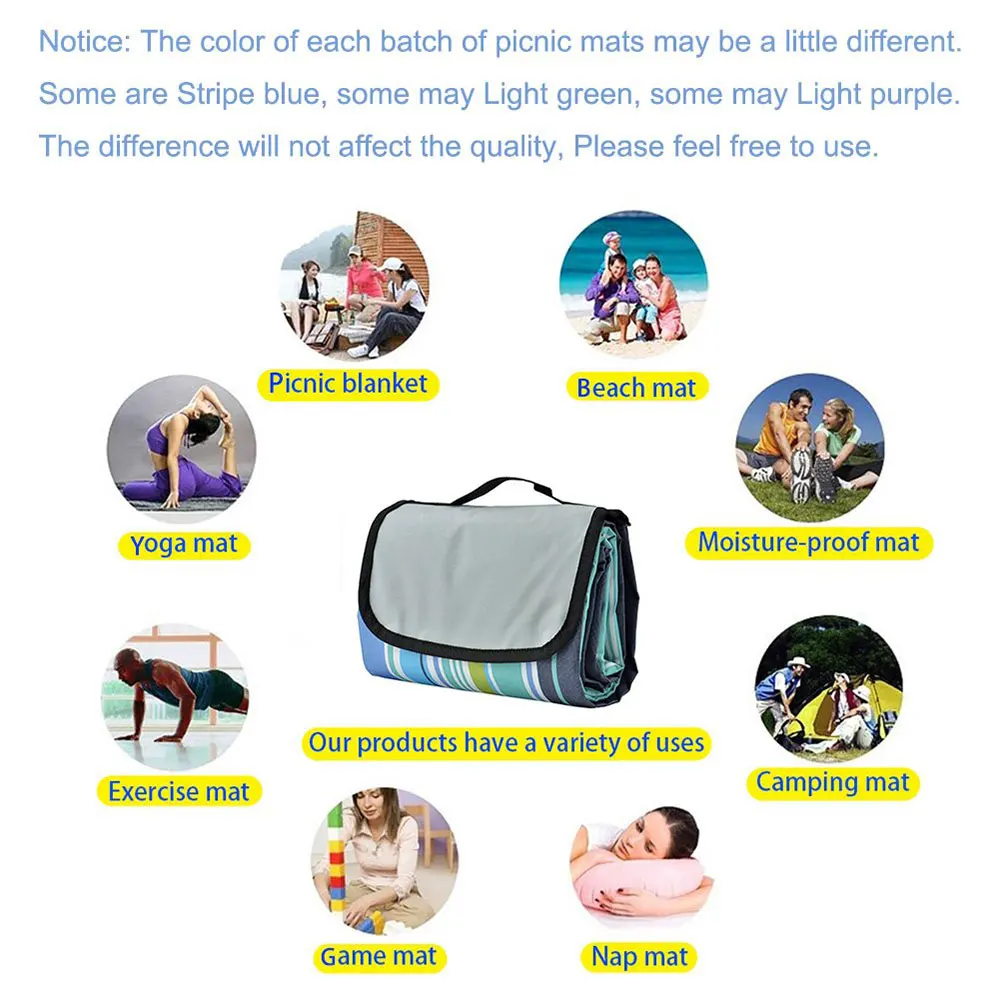 Practical Outdoors Tent Cloth Moisture Resistant Pad Picnic Pad Travel Multifunction Camping Mat Stripe Picnic Mat Sturdy