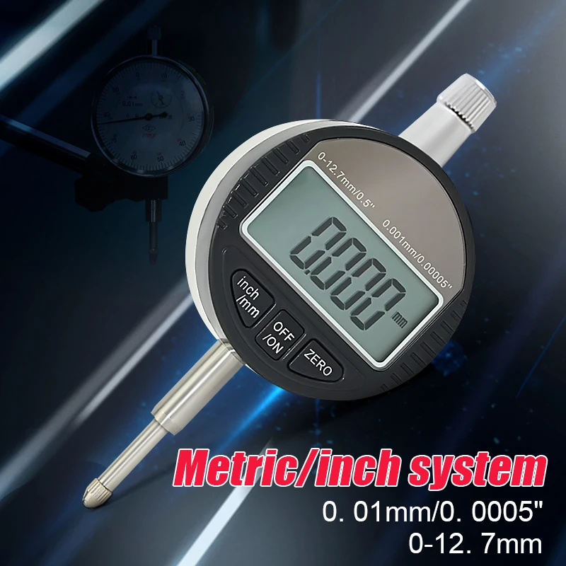 

Digital Dial Micro Indicator Electronic Dial Gauge Measurement Instrument Precisio Micrometer Gauge Tool 0-12.7mm/0.5inch 0.01mm